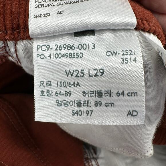 Levi's High Waisted Mom Jeans WMNS 25 Burnt Orange Tapered Leg Corduroy Zip Fly - Picture 8 of 12